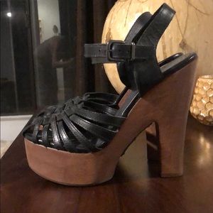 Schutz wooden black leather and wood  platforms